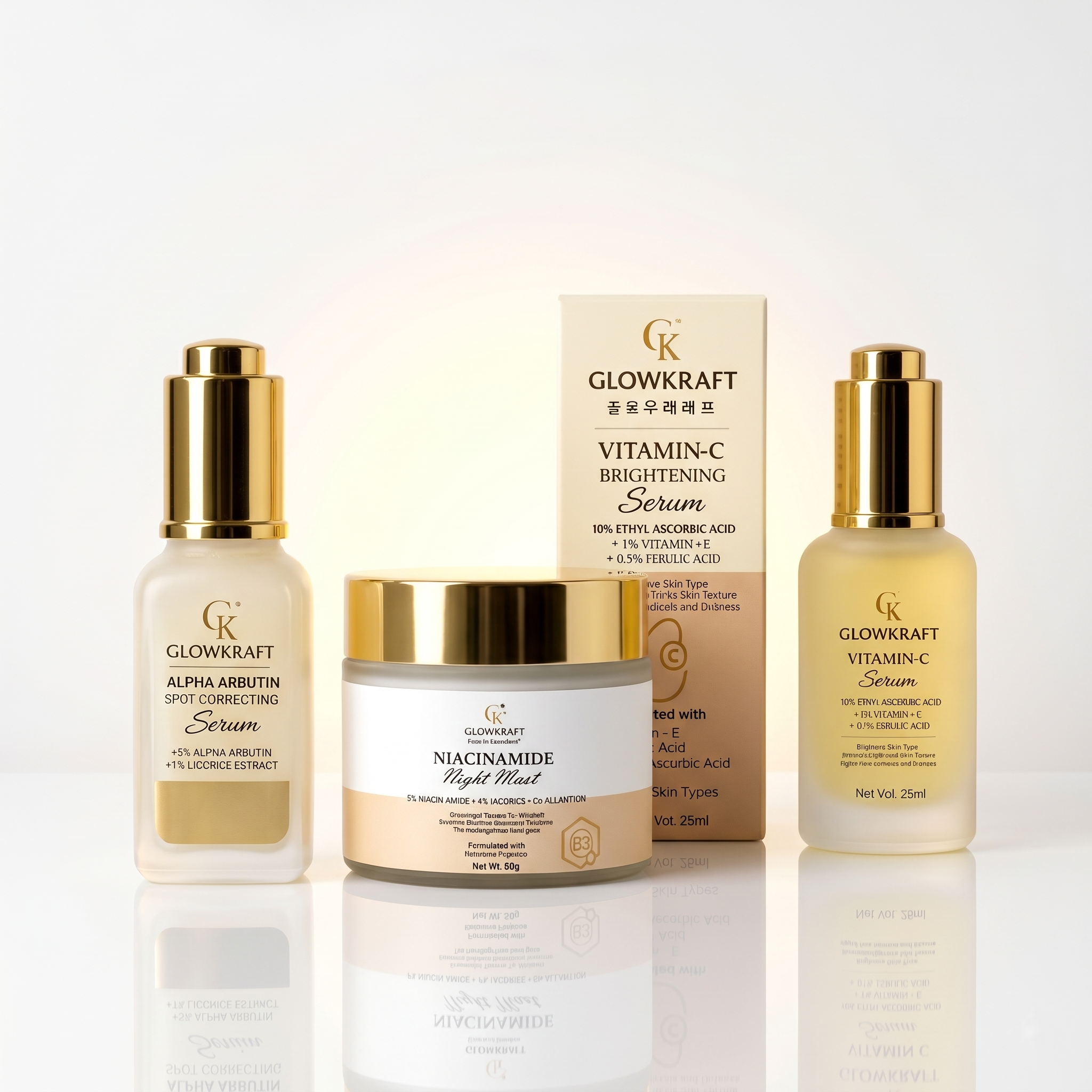Brightening Kit  Alpha Arbutin Serum + Vitamin C Cream + Overnight Peel Mask