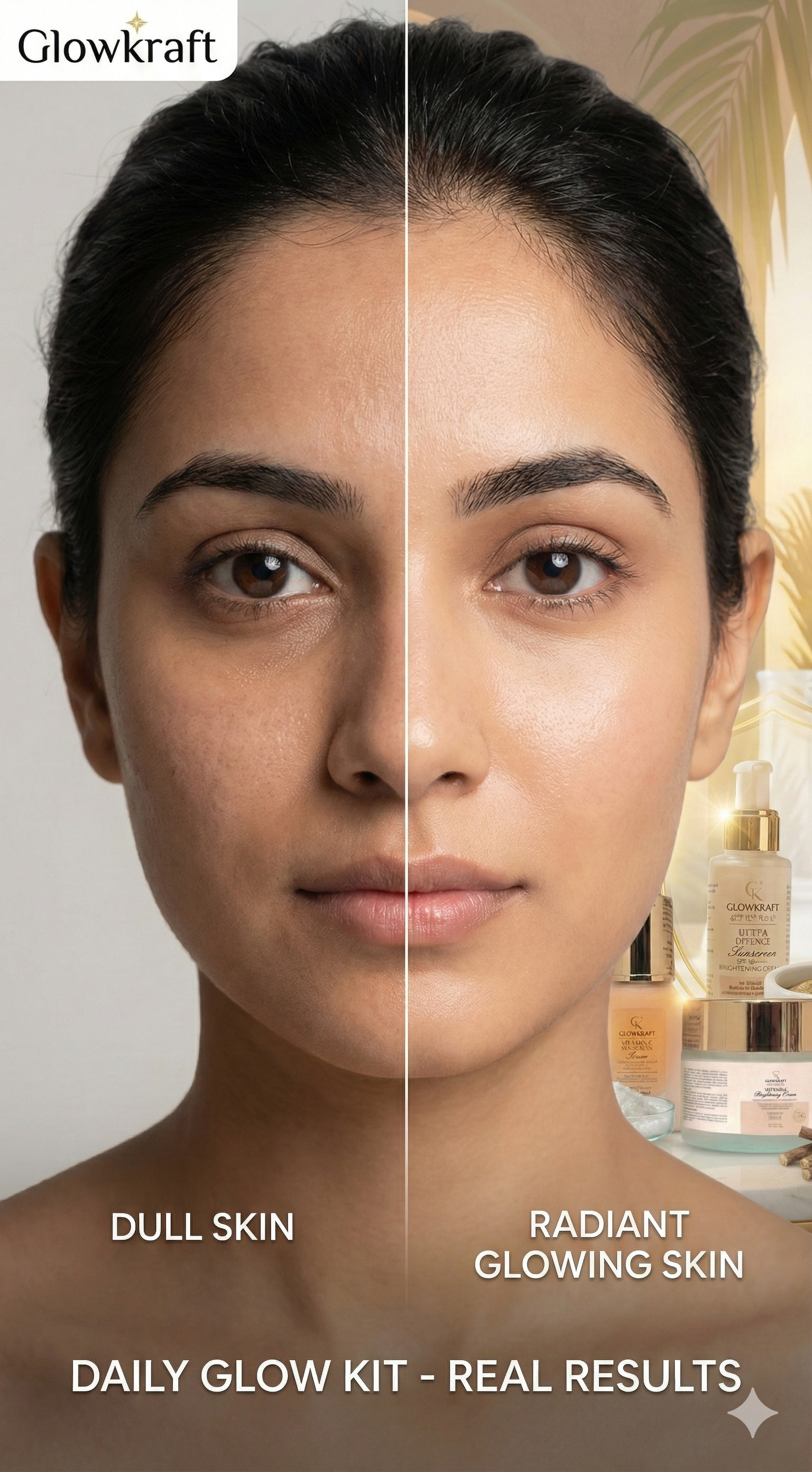 Glowkraft Daily Glow Kit – Vitamin C Serum (25ml) + Sunscreen SPF 50++++ (100g) + Brightening Cream (100g)