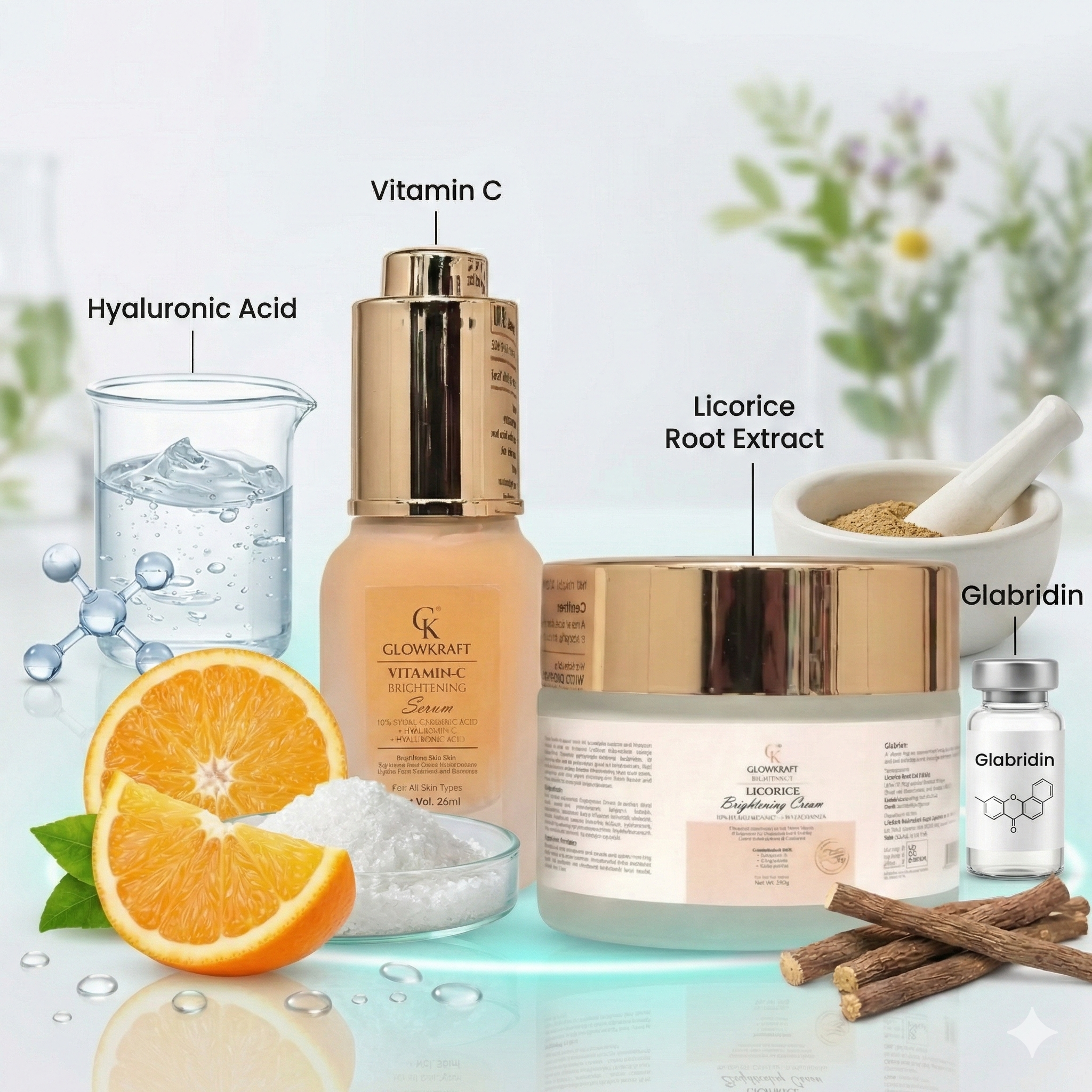Glowkraft Brightening Duo l Vitamin C Serum 25 ml+ Licorice Cream 100 gm| Brighter Mornings. Clearer Evenings. 24/7 Glow