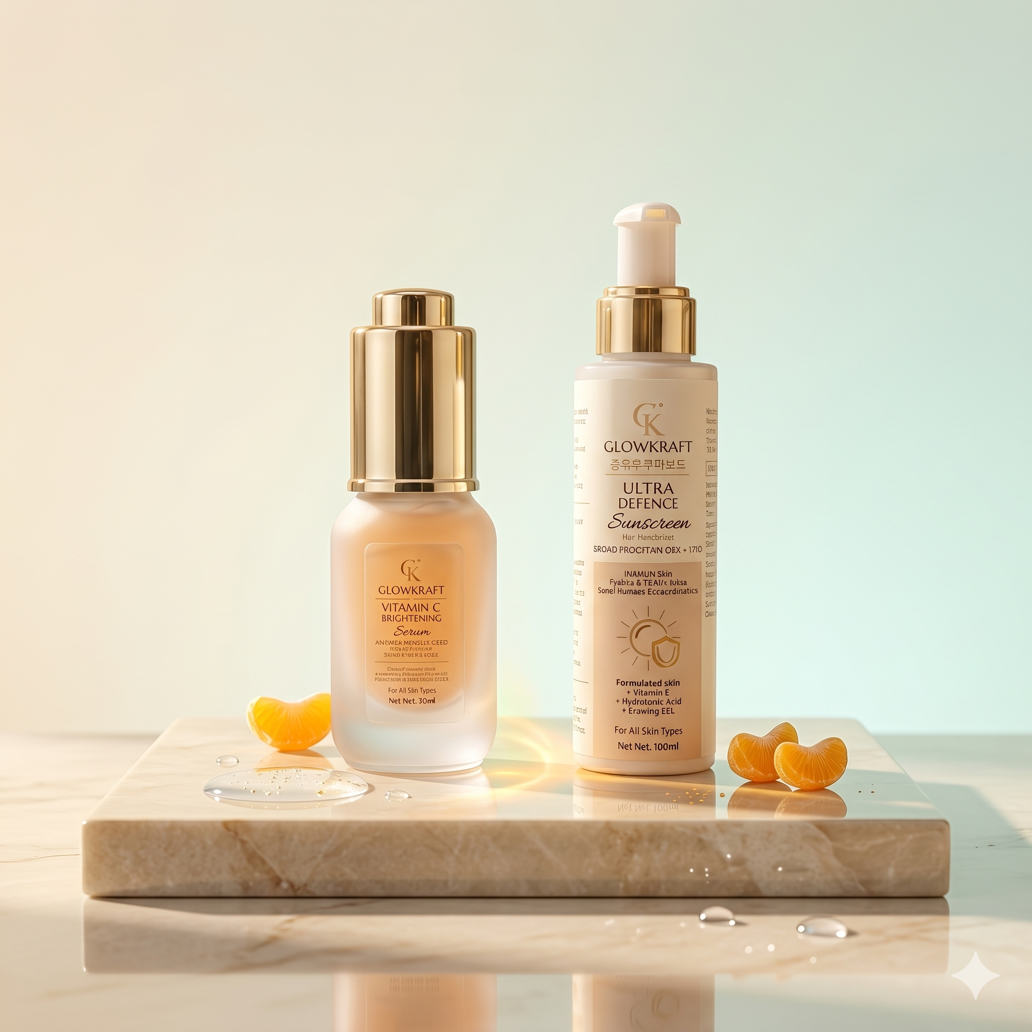 Glowkraft Vitamin C Serum 25ml + SPF 50 Sunscreen Daily Glow Combo 100gm (125 ml)