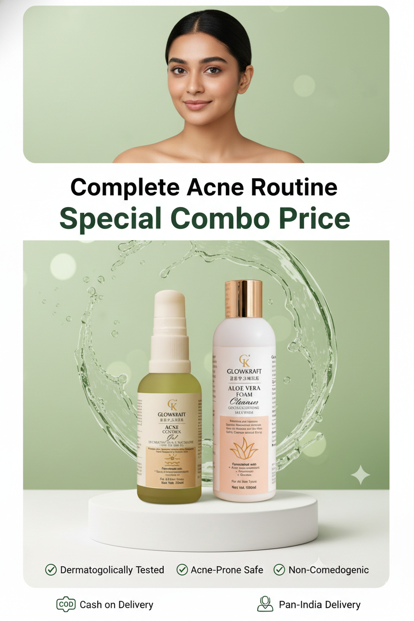 GlowKraft Acne Control Duo | Acne Control Gel 30 ml + Aloe Vera Cleanser for Oily & Acne-Prone Skin 100 ml