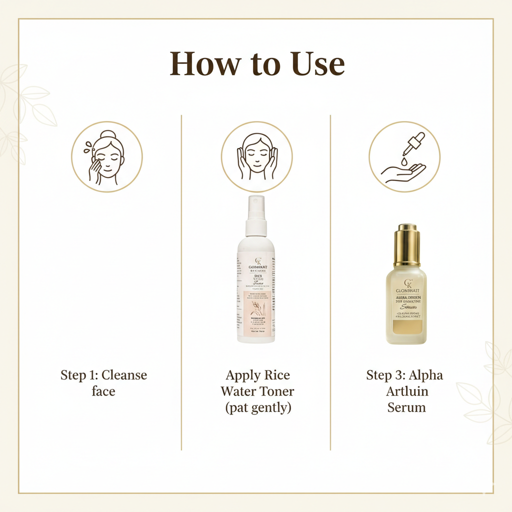 GlowKraft Brightening Duo | Alpha Arbutin Serum 25ml + Rice Water Toner for Even & Radiant Skin 100ml