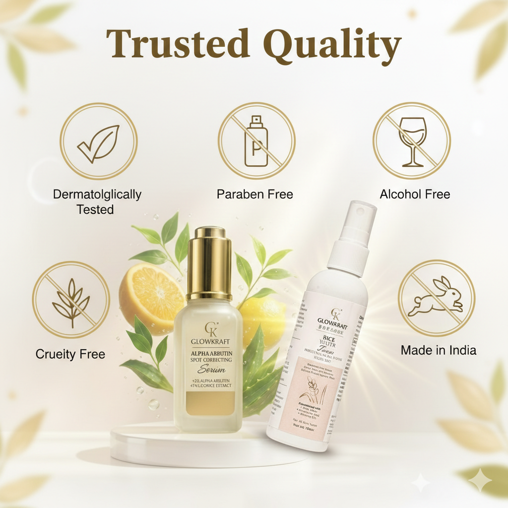 GlowKraft Brightening Duo | Alpha Arbutin Serum 25ml + Rice Water Toner for Even & Radiant Skin 100ml