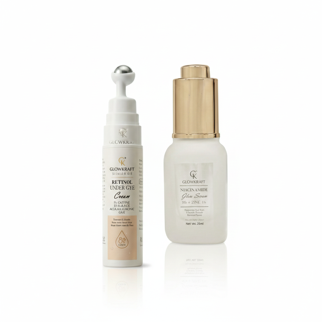 GlowKraft Under Eye Brightening & Barrier Repair Duo | Under Eye Gel 20g + Niacinamide Serum 25ml