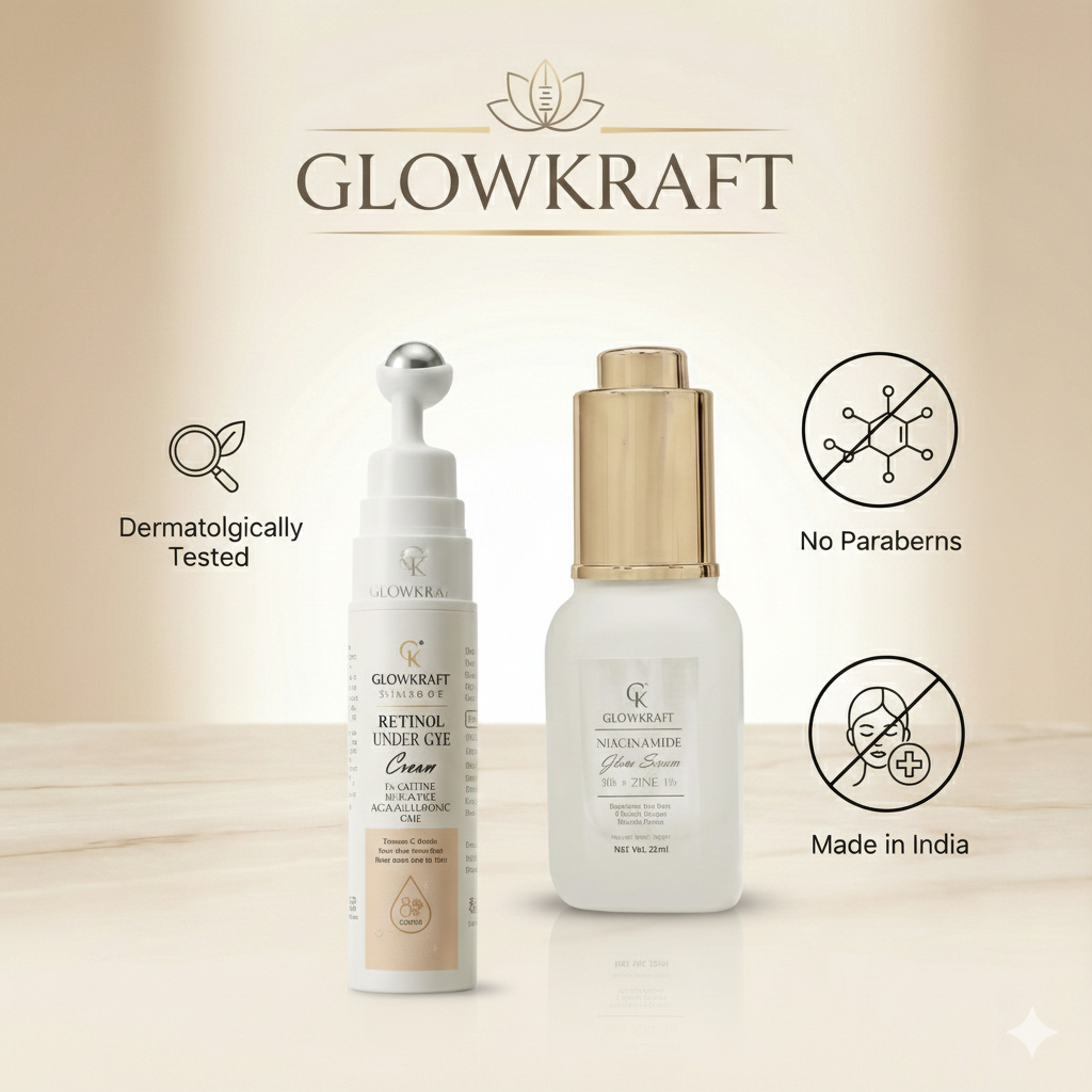 GlowKraft Under Eye Brightening & Barrier Repair Duo | Under Eye Gel 20g + Niacinamide Serum 25ml