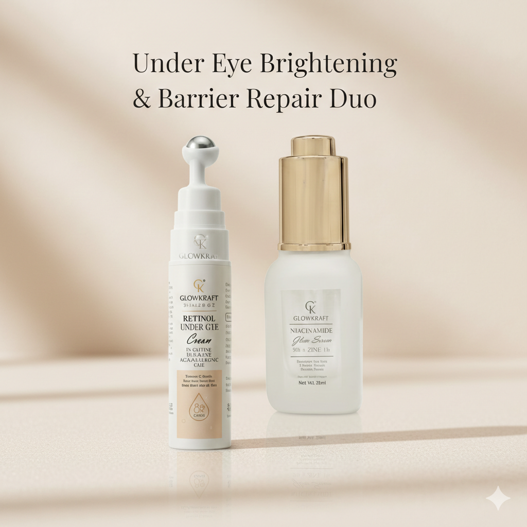 GlowKraft Under Eye Brightening & Barrier Repair Duo | Under Eye Gel 20g + Niacinamide Serum 25ml