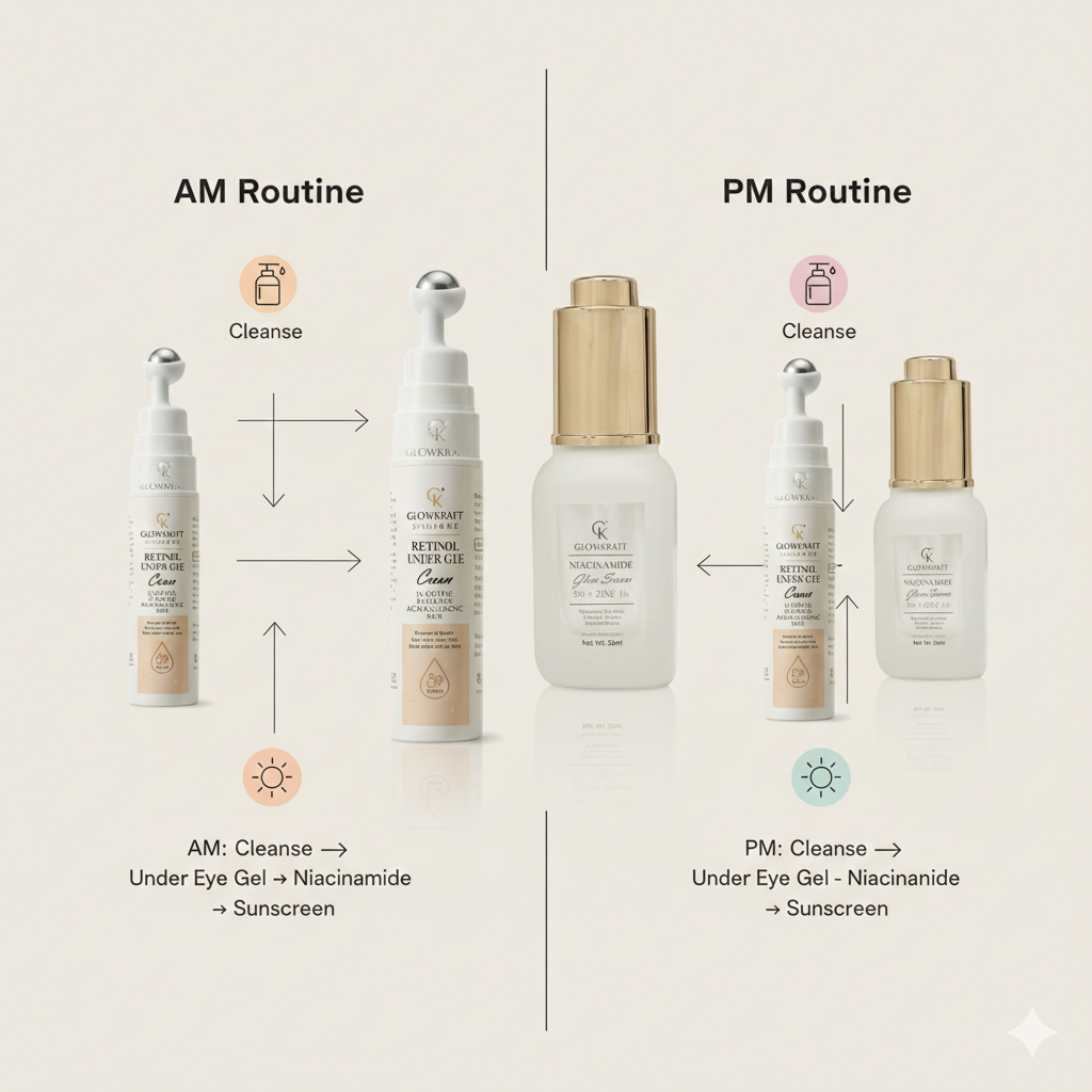 GlowKraft Under Eye Brightening & Barrier Repair Duo | Under Eye Gel 20g + Niacinamide Serum 25ml