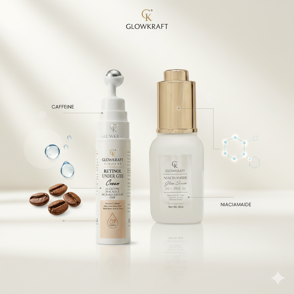 GlowKraft Under Eye Brightening & Barrier Repair Duo | Under Eye Gel 20g + Niacinamide Serum 25ml