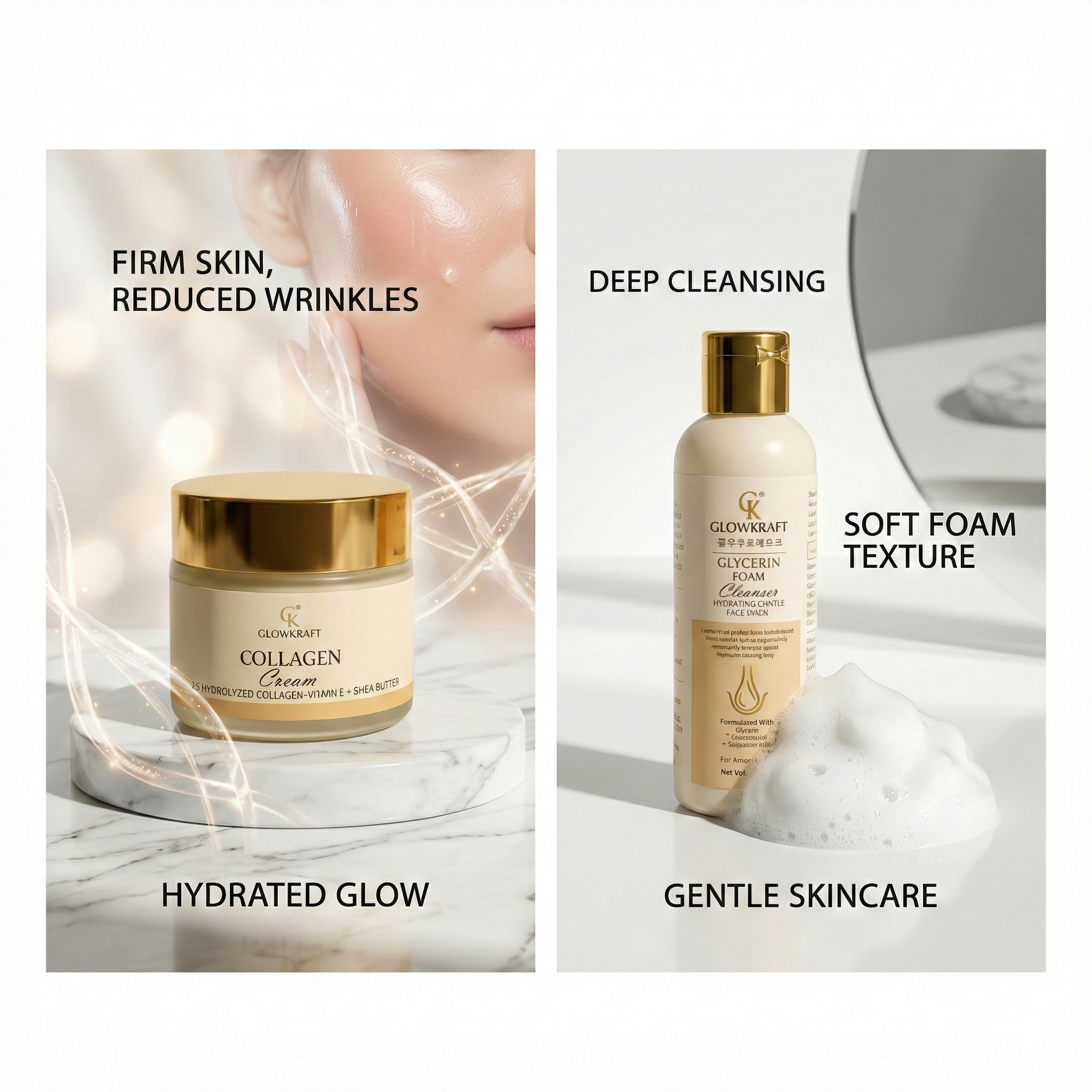 Glowkraft Anti-Aging Collagen Cream + Gentle Face Cleanser Combo(100gm + 100 ml)