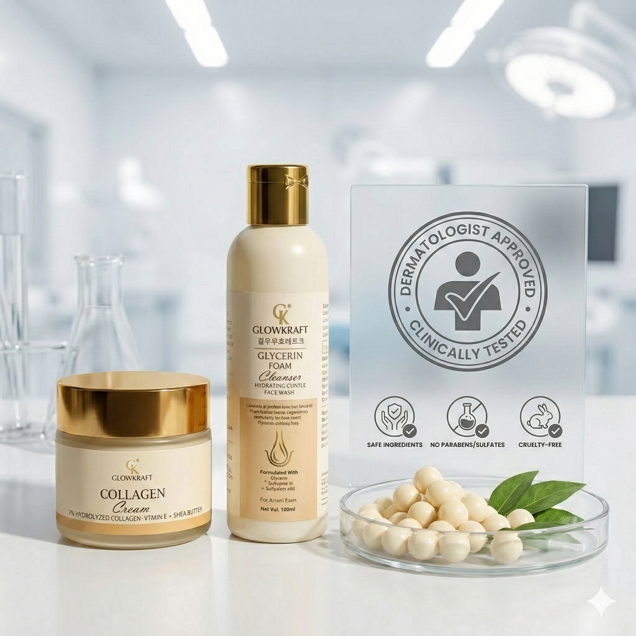 Glowkraft Anti-Aging Collagen Cream + Gentle Face Cleanser Combo(100gm + 100 ml)