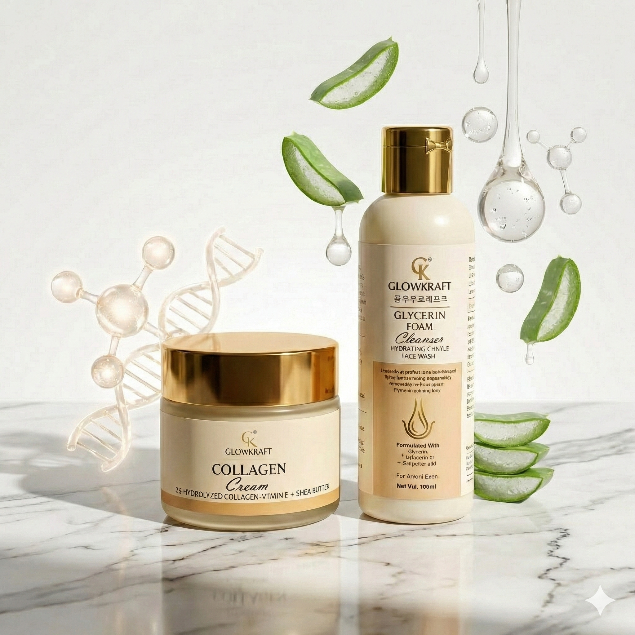 Glowkraft Anti-Aging Collagen Cream + Gentle Face Cleanser Combo(100gm + 100 ml)