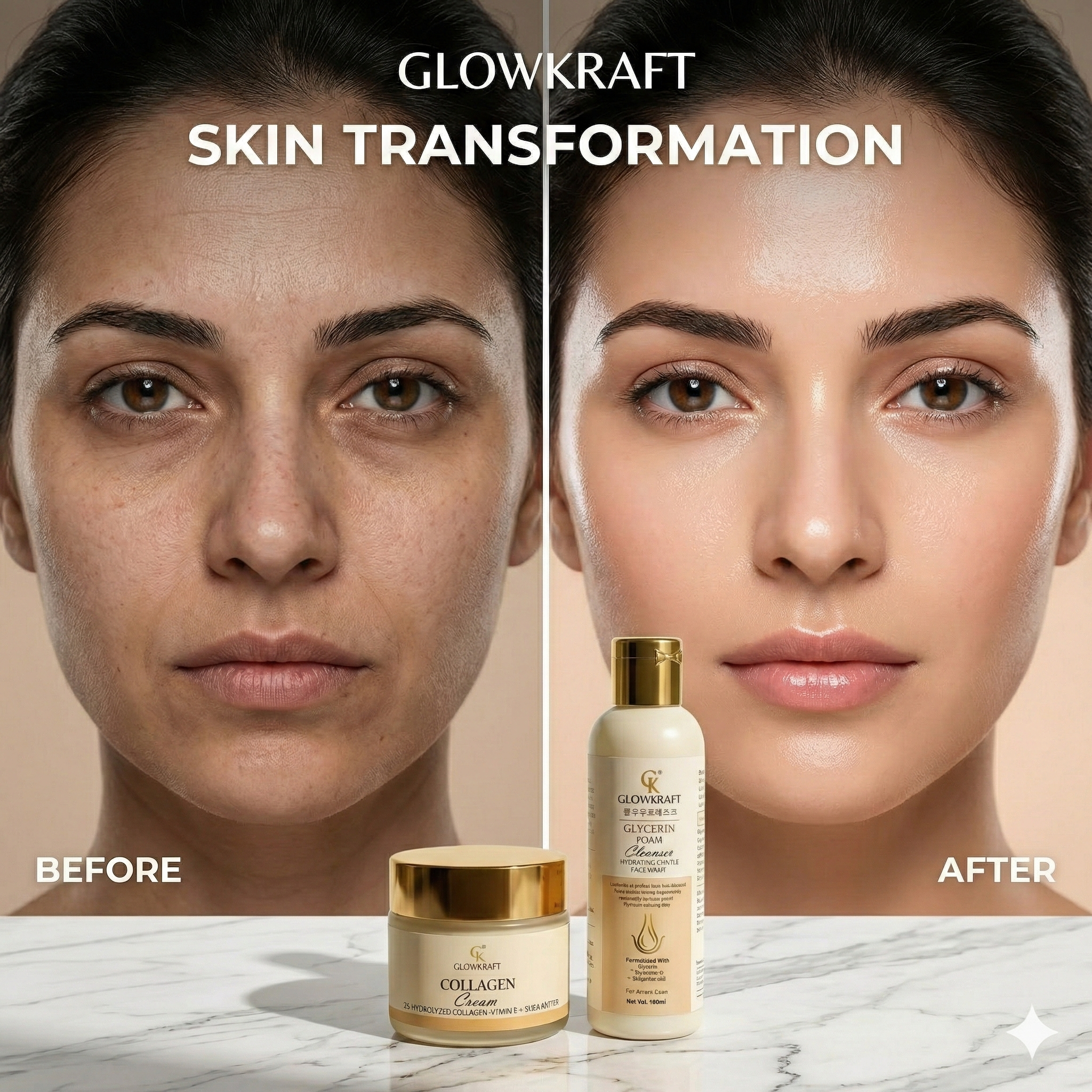 Glowkraft Anti-Aging Collagen Cream + Gentle Face Cleanser Combo(100gm + 100 ml)