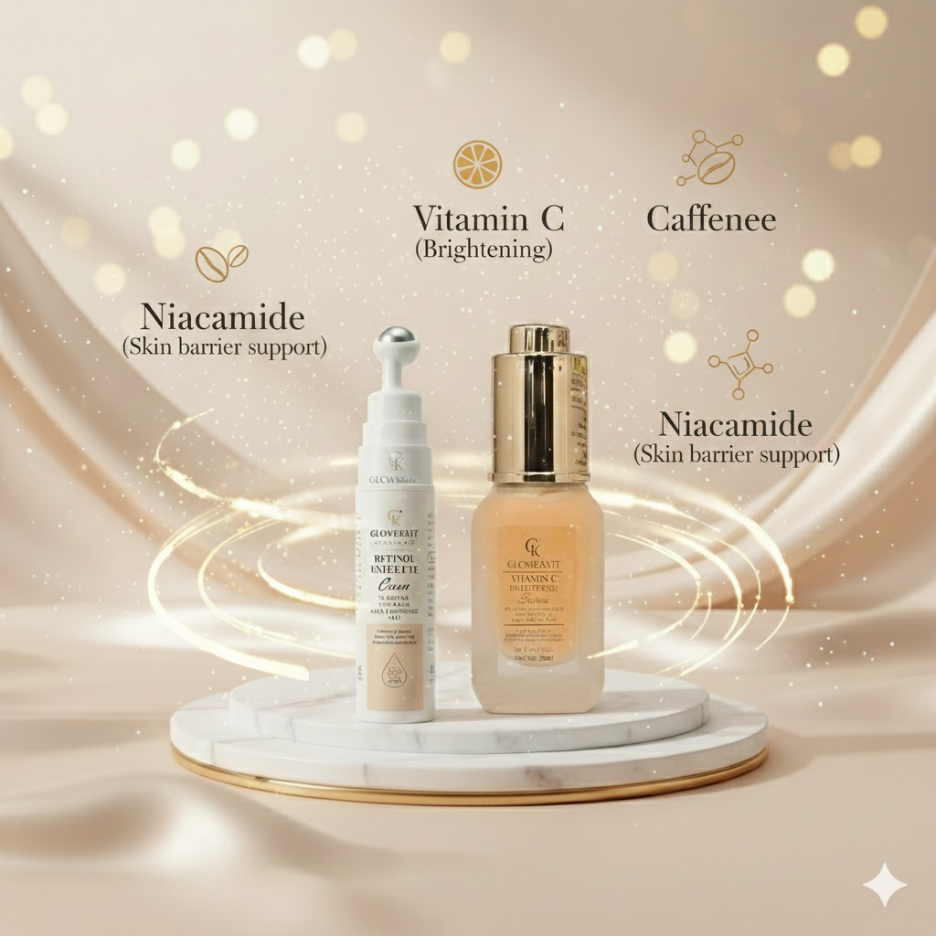 Glowkraft Bright Eyes & Radiant Skin Combo (Under Eye Gel 20 GM + Vitamin C Serum 25ML)