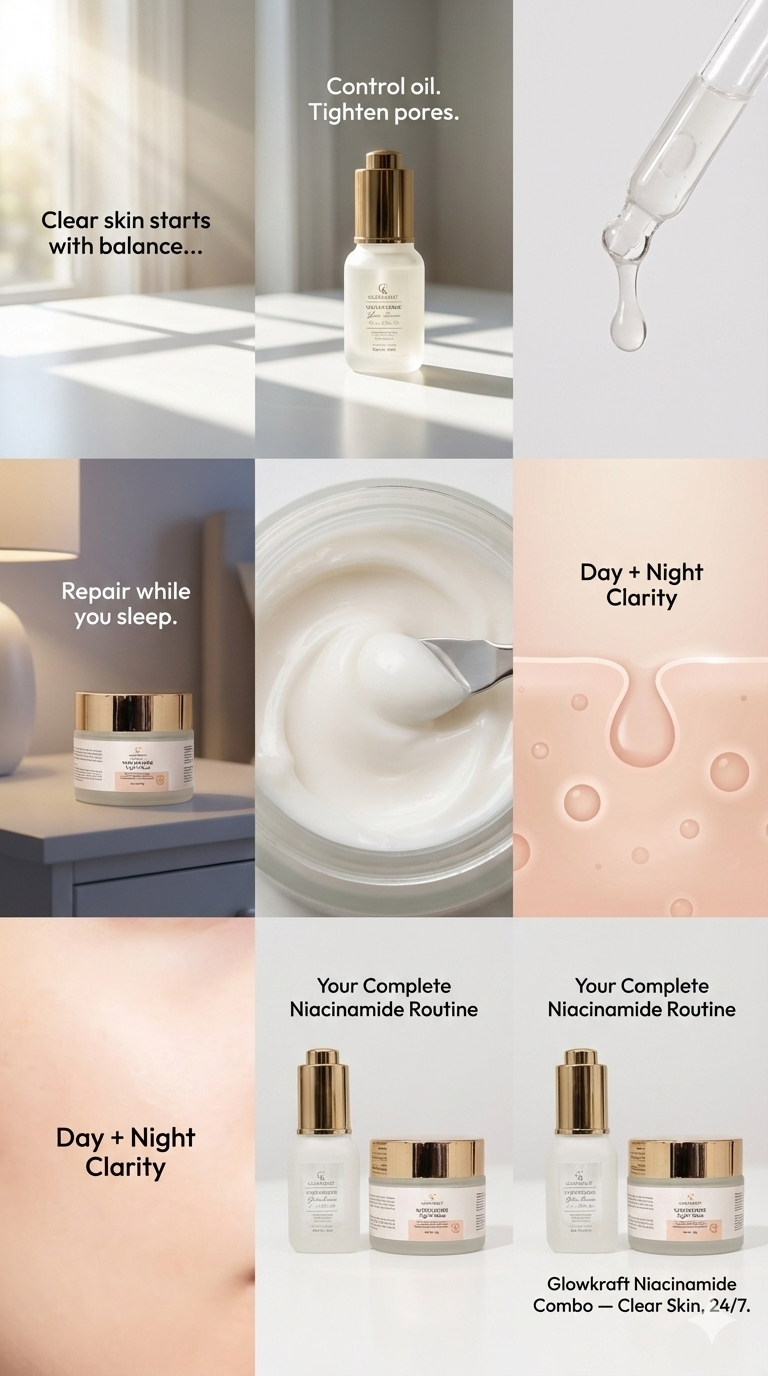 Glowkraft Niacinamide Brightening Duo  Clearer days. Calmer nights. Brighter skin 24/7