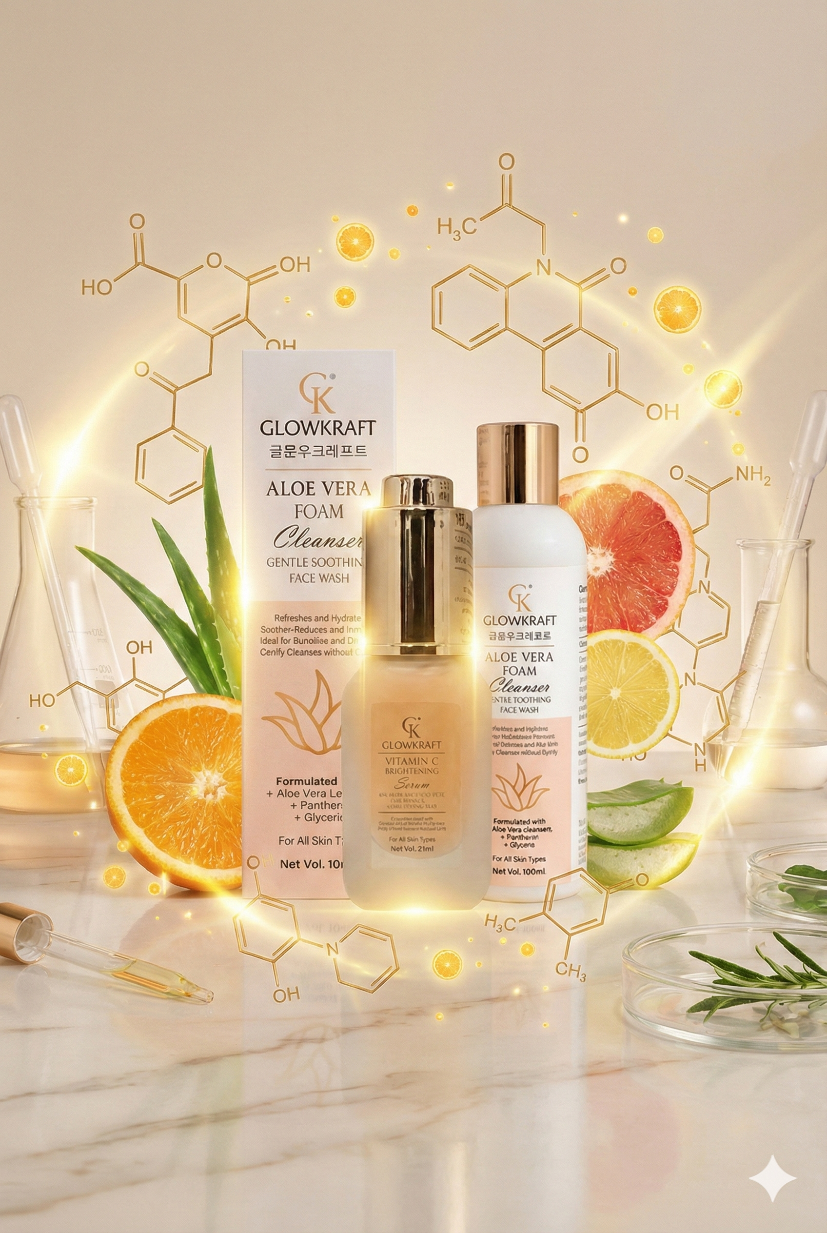 Glowkraft Vitamin C Brightening Serum  25 ml + Gentle Face Cleanser Combo 100 ml (125 ml)