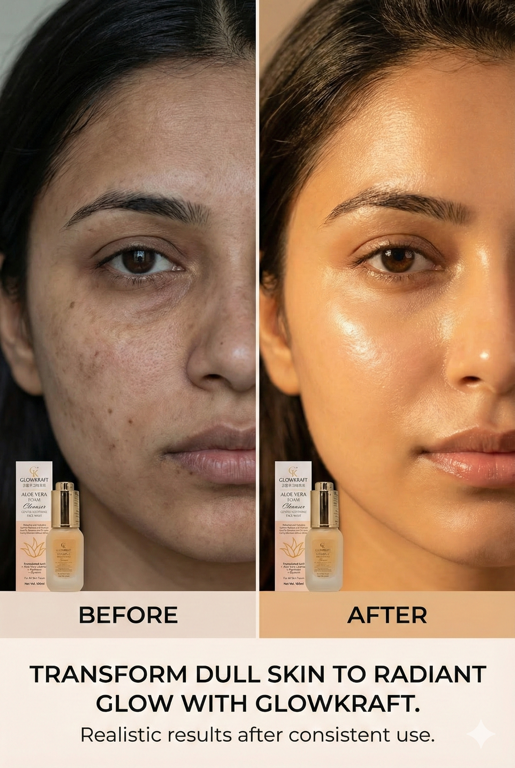 Glowkraft Vitamin C Brightening Serum  25 ml + Gentle Face Cleanser Combo 100 ml (125 ml)
