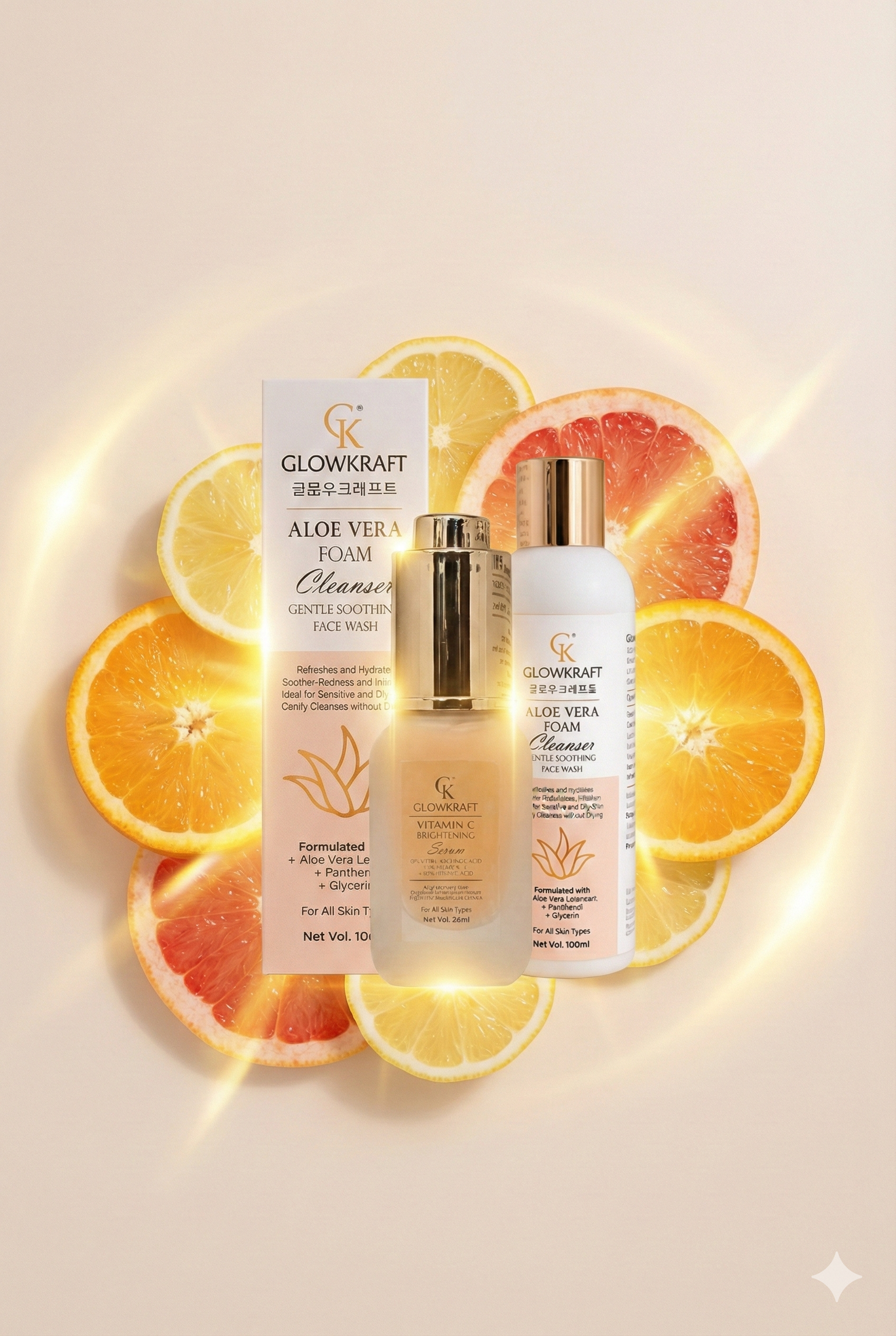 Glowkraft Vitamin C Brightening Serum  25 ml + Gentle Face Cleanser Combo 100 ml (125 ml)