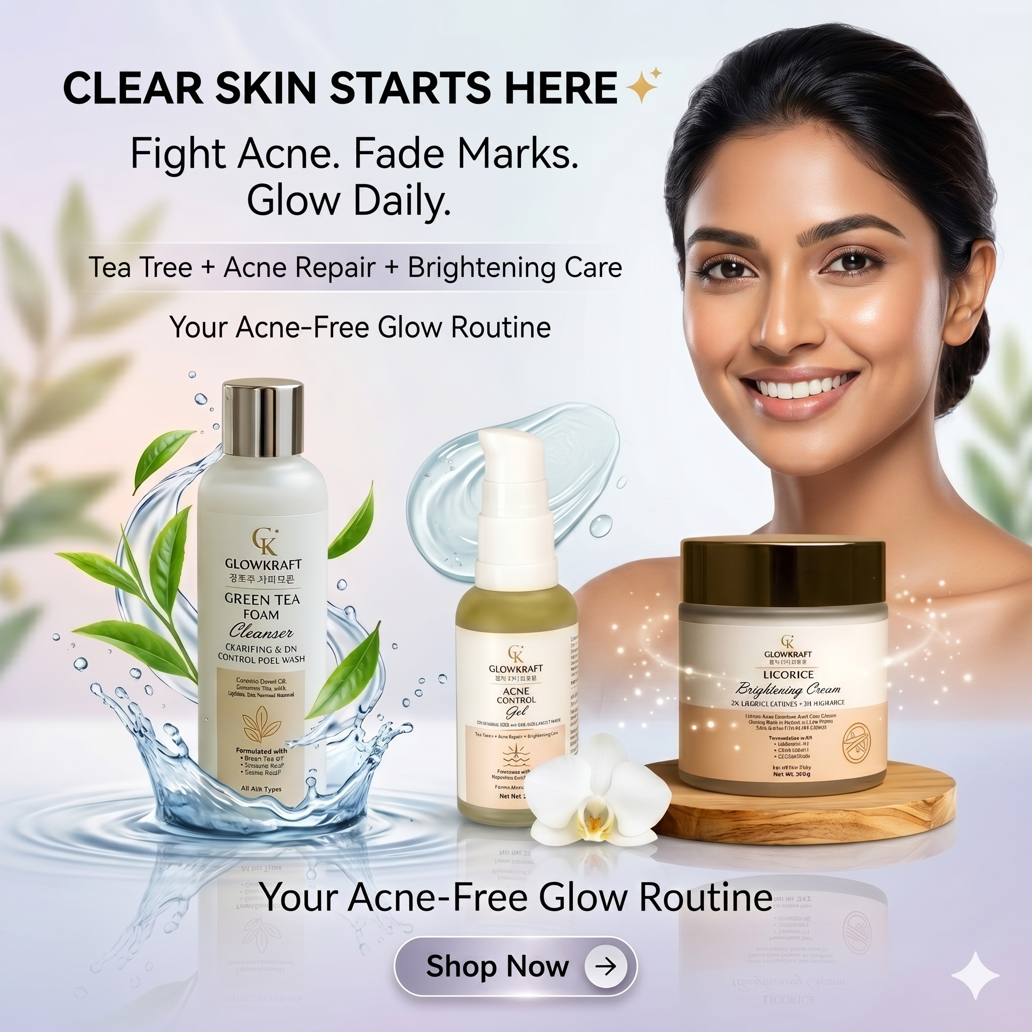 Clear Skin Kit  Cleanser + Acne Gel + Cream