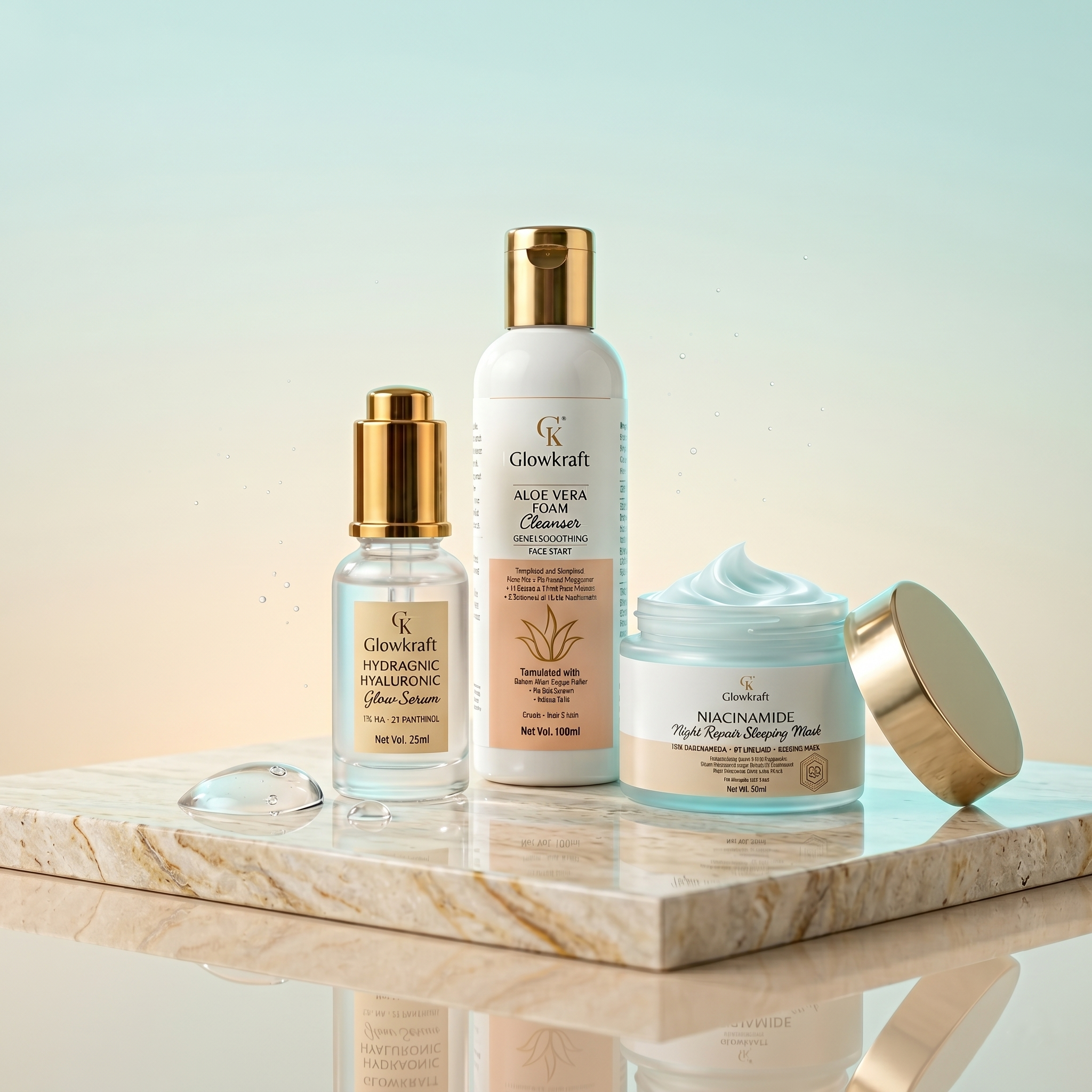 Hydration Kit  Hyaluronic Serum25 ml + Aloe Cleanser 100ml + Night Mask50 ml