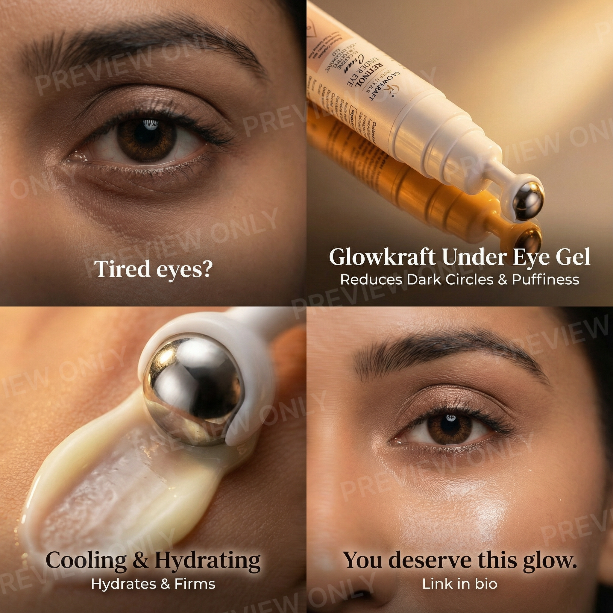 Glowkraft Under Eye Cream for Dark Circles & Puffiness | Caffeine + Niacinamide | Fast Absorbing Lightweight Formula