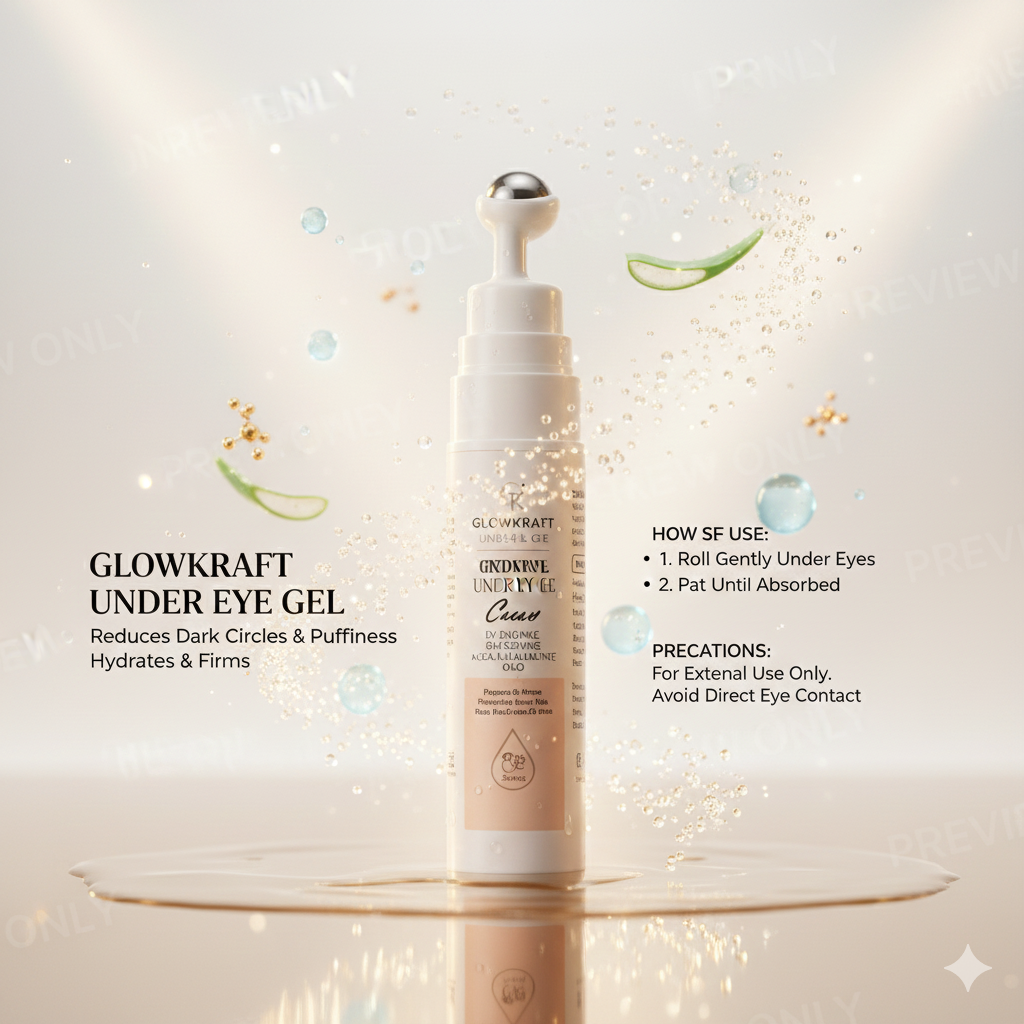 Glowkraft Under Eye Cream for Dark Circles & Puffiness | Caffeine + Niacinamide | Fast Absorbing Lightweight Formula